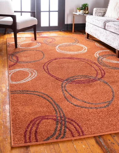 Vista 22 de Unique Loom - Tapete con diseño abstracto, informal, moderno y contemporáneo de la colección otoñal, rectangular de 2 x 3 pies, diseño con círculos