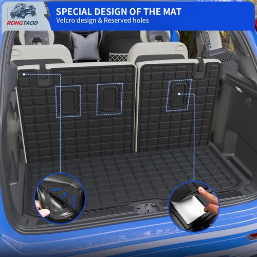 Vista 6 de Rongtaod Alfombrillas de piso compatibles con Honda Pilot 2016-2022 de 7 asientos, alfombrilla de maletero, alfombrilla de carga, forro de carga