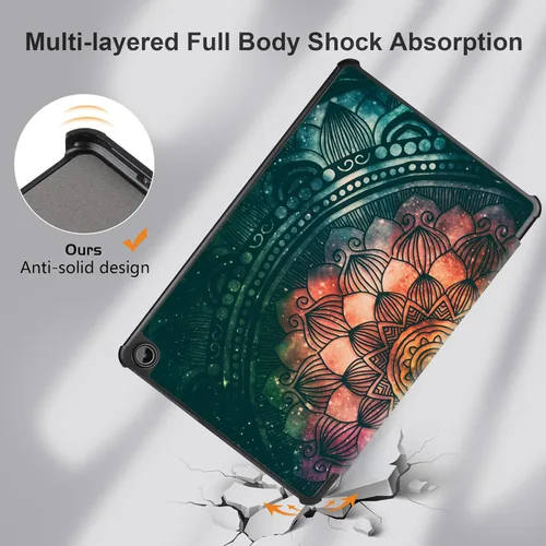 Vista 3 de TWOLSKOO Funda para tablet Tienda Fire Max 11 (13 generación, versión 2023), soporte de sueñoactivación triple y a prueba de golpes - Mandala FMX558