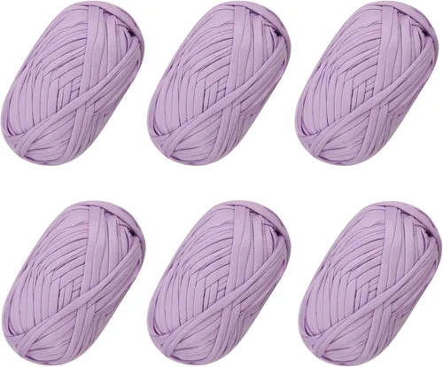 Vista 51 de SIMEIQI 2 piezas de tela elástica para camisetas, hilo de crochet para tejer DIY, hilo de punto grueso tipo espagueti para proyectos de bolsos