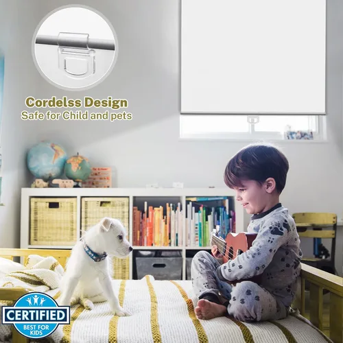 Vista 3 de Persianas enrollables sin cordón para ventanas, persianas enrollables con levantamiento de resorte con aislamiento térmico para el hogar, oficina