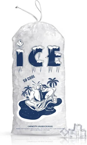 Vista 7 de FireKylin Paquete de 50 bolsas de hielo de 5 libras, bolsas de hielo resistentes con cordón (2 mils de grosor)