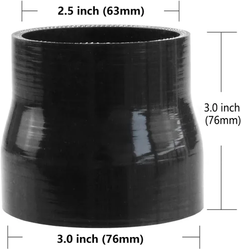 Vista 2 de Ucreative Acoplador recto de manguera de silicona ID 2.5" a 3.0" (63 mm a 76 mm) de 4 capas con abrazaderas de perno en T