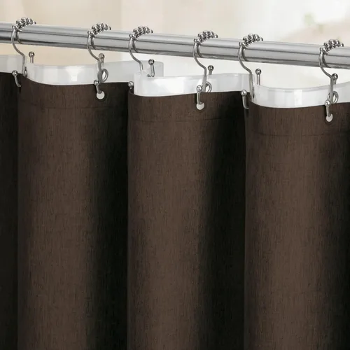 Vista 53 de BTTN Cortina de ducha extra ancha, de 108 x 72 pulgadas, juego de cortina de ducha de tela impermeable texturizada de lino con 18 ganchos