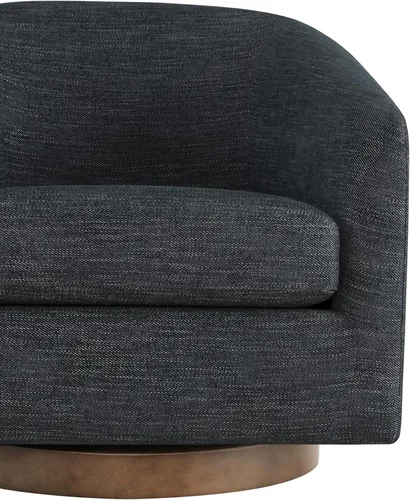 Vista 16 de CHITA - Silla giratoria decorativa, tapizada en terciopelo con certificación FSC, estilo barril, para sala de estar, completamente ensamblada