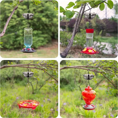Vista 6 de Foso de hormigas para comedero de colibríes, 5 onzas, paquete de 4, protector de hormigas negro con gran capacidad