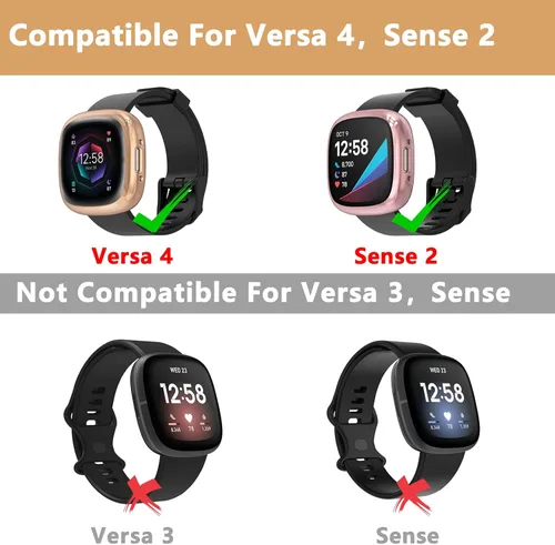 Vista 2 de Paquete de 5 fundas protectoras de pantalla de silicona compatibles con Fitbit Sense 2/Versa 4, cobertura completa, HD, ultrafina, TPU, compatible