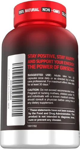 Vista 8 de Suplemento en cápsulas de Ginseng de Panax rojo coreano de alta resistencia de 1500 mg-120 píldoras veganas, extracto de polvo de alto contenido
