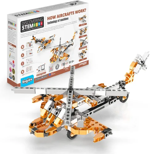 Engino - Juguetes STEM, tecnología de máquinas: cómo funcionan los aviones, juguetes de construcción para niños de 9 años en adelante, kit de