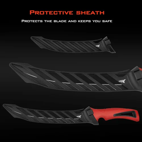 Vista 4 de KastKing Intimidator Cuchillo de filete con acero afilador, cuchillas de acero inoxidable alemán ultra afiladas G4116, mango antideslizante, funda