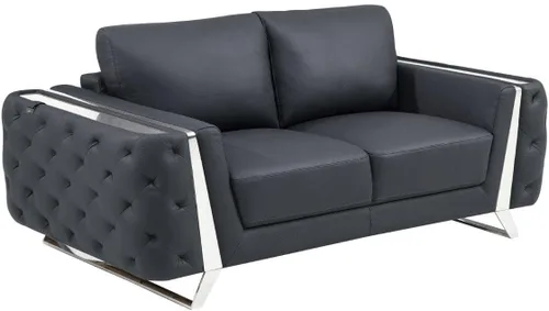 Vista 3 de Blackjack Furniture Reggio Collection - Sofás de cuero italiano de grano completo para sala de estar con marco de madera brasileña y acero