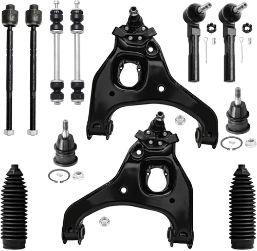 Vista 87 de Detroit Axle - Kit de suspensión de 12 piezas para Nissan Pathfinder Frontier Xterra, 4 brazos de control inferior y superior, 4 barras