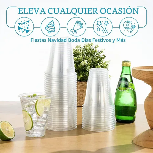 Vista 8 de Turbo Bee Paquete de 100 vasos de plástico transparente de 16 onzas, vasos desechables de plástico de cristal para fiesta para café helado, batido