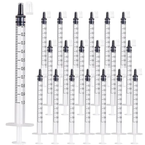 Vista 18 de Paquete de 24 jeringas de plástico de 0.0 fl oz con tapas, estériles, selladas individualmente para rellenar líquidos precisos, medir y alimentar