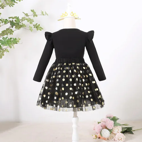 Vista 4 de LYSMuch Conjunto de ropa de cumpleaños para niñas, princesa, camisa de manga larga con malla y falda de burbuja con tutú