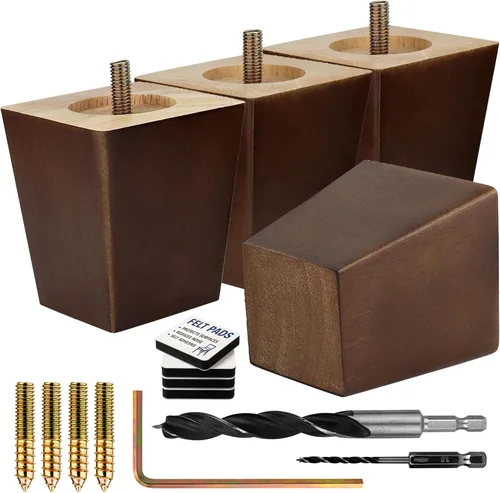 Vista 8 de Airy Abode Patas cuadradas premium de muebles en negro (kit de instalación completa) - Elige tu