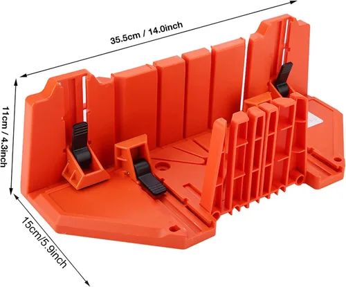 Vista 2 de Caja de inglete para sierra de inglete, caja de sierra de inglete de plástico para carpintería, sierra de podar para cortar madera, herramienta