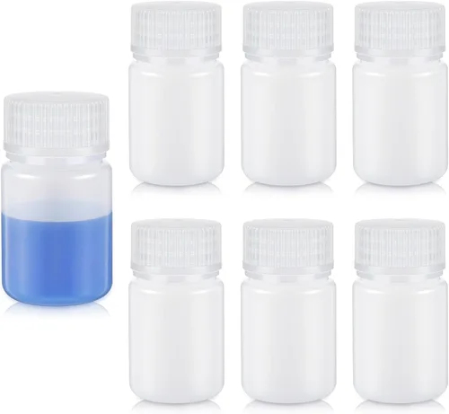 Vista 15 de Tatuo 12 botellas de plástico de 1 onza con reactivo de polipropileno de 1.0 fl oz con tapas de rosca, recipientes de muestra de PP transparentes
