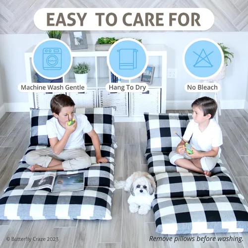 Vista 5 de Butterfly Craze - Funda de almohada para el suelo, funda de colchoneta, acogedora solución de asiento, cojín reclinable, perfecto para leer, ver tv