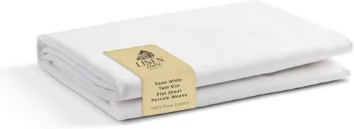 Vista 52 de Sábanas de 100% algodón percal, tamaño individual, 1 sábana encimera, ropa de cama fresca, resistente y transpirable, celeste