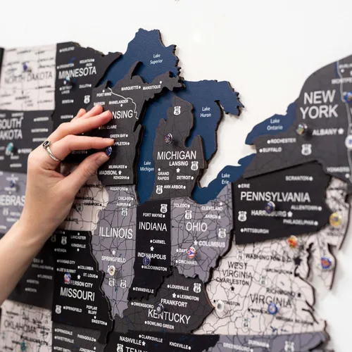 Vista 40 de Enjoy The Wood Mapa de Madera de Estados Unidos Lugares Visitados - Rastreador de Viajes de Mapa 3D de Estados de EE.UU. Decoración de Pared