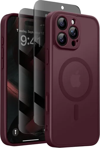 Vista 49 de GolbinBox - Funda magnética para iPhone 13 Pro Max, compatible con MagSafe, protección de cámara, protector de privacidad, funda translúcida mate, a