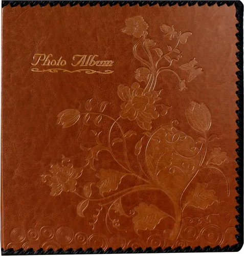 Álbum de fotos, álbum familiar autoadhesivo para recortes, cubierta de cuero, capacidad para fotos de 3 x 5, 4 x 6, 5 x 7, 6 x 8, 8 x 10 (marrón)