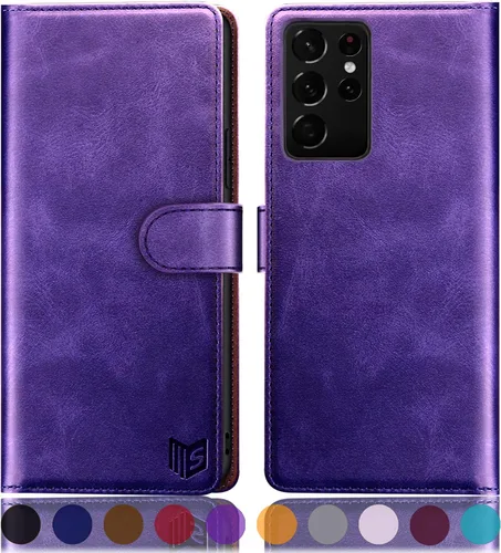 Vista 12 de SUANPOT Para Samsung S21 Ultra 6.8 "RFID Bloqueo Funda De Cuero Billetera, Folio Con Tirón, Titular De La Tarjeta, Cubierta A Prueba De Golpes