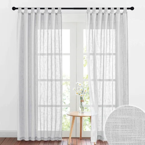 Vista 10 de RYB HOME - Cortinas de lino con textura transparente, 2 paneles
