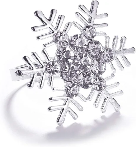 Vista 12 de Legigo Juego de 8 servilleteros de corona de Navidad, corona de diamantes, servilleteros de Navidad para servilletas de tela, decoración de mesa
