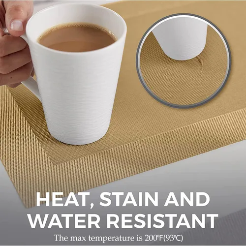 Vista 5 de More Décor Manteles individuales para mesa de comedor, lavables, resistentes al calor, de vinilo de PVC, para comedor y cocina, antideslizantes