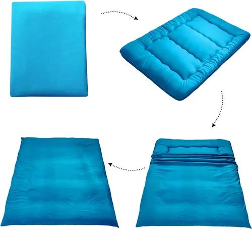 Vista 356 de Colchón futón japonés de piso gris constelación, de piso tatami, portátil, para acampar, para niños, sofá cama plegable enrollable con protector