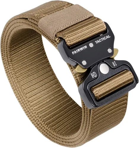 Vista 9 de FAIRWIN Cinturón Táctico, Estilo Militar Webbing Riggers Web Gun Belt con Hebilla de Metal de Liberación Rápida de Servicio Pesado