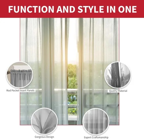 Vista 3 de Sapphire Home - Paneles de cortina (2 unidades), cortinas translúcidas de 54 x 84 (108 de ancho en total), paneles de gasa para dormitorio, sala