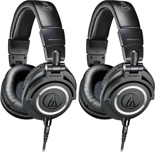 Audio-Technica ATH-M50X - Auriculares profesionales para monitor de estudio, color negro, grado profesional, aclamado por la crítica, con cable