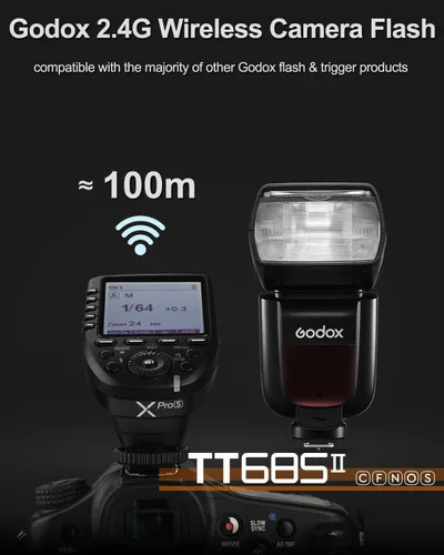 Vista 2 de Godox TT685II-S TTL HSS 1/8000s GN60 2.4G Wireless Master Slave Off Flash Speedlight Speedlight Compatible para cámaras Sony con difusor