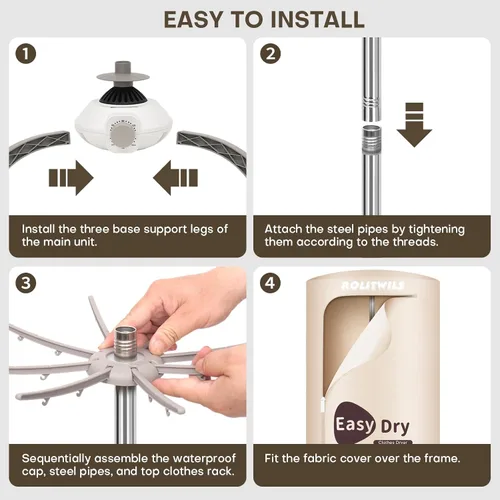 Vista 3 de Secadora de ropa portátil de 900 W – Minisecadora compacta para apartamentos pequeños, secadora de ropa eléctrica de secado rápido con gran