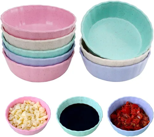 Vista 8 de Juego de 8 Platos de Salsa de Soja, Tazones para Dip de Salsa de Soja, Platos Multicolores Mini para Aperitivos, Platos para Condimentos