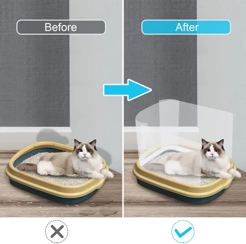 Vista 2 de Caja de arena para gatos, 3 protectores contra salpicaduras para orina, kit de entrenamiento reutilizable de alta cara para inodoro para gatos