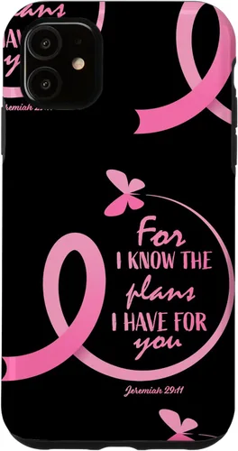 Vista 8 de Breast Cancer Gifts Women Mom Jeremiah 29 11 Butterfly Phone Case for iPhone 17