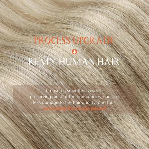 Vista 4 de Sunny Hair - Extensiones de clip de cabello humano real - rubio dorado con reflejos rubio claro - 24pulgadas, 7unidades, 4.23onzas