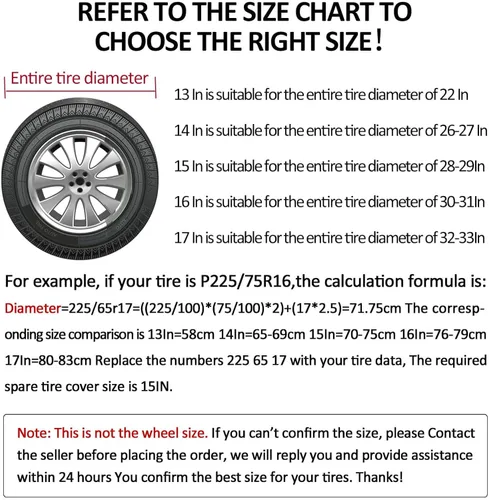 Vista 4 de AmFor - Cubierta de neumático de repuesto, protectores de neumáticos impermeables, ajuste universal para Jeep, Trailer, RV, SUV, camión y muchos