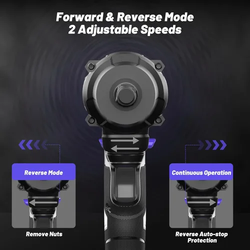 Vista 5 de Llave de Impacto Inalámbrica 850Nm de 1/2 Pulgada Compatible con Batería de 18V de Makita, Alto Torque 628Pies/lbs, Velocidad Variable con Batería