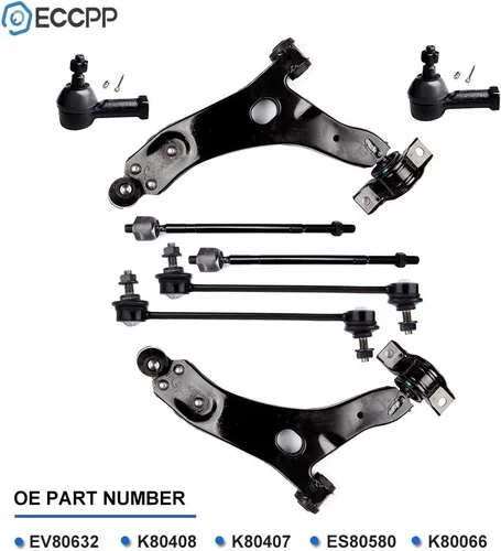Vista 2 de ECCPP Kit de brazo de control 2006 2007 2008 2009 2010 2011 para Ford Focus - Extremos de barra de acoplamiento internos, brazos de control