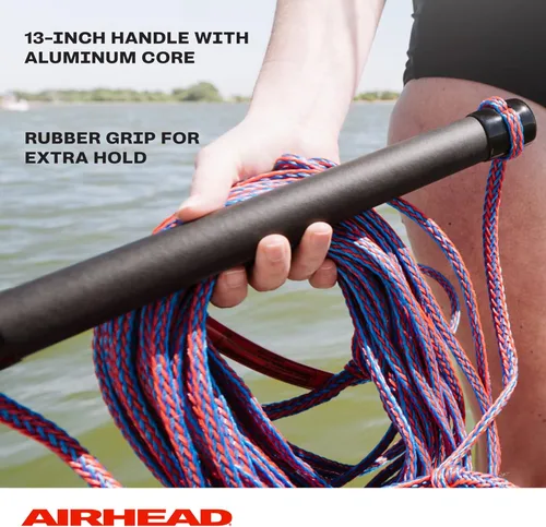 Vista 4 de Cuerda de esquí acuático Airhead con mango de goma, 1 sección, 75 pies
