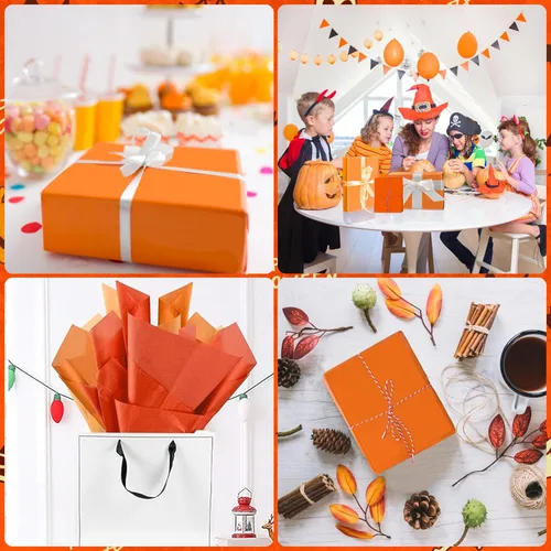 Vista 3 de 30 hojas de papel de seda naranja para embalaje, bolsas de regalo, decoración, papel de regalo a granel para bodas, cumpleaños, proyectos DIY