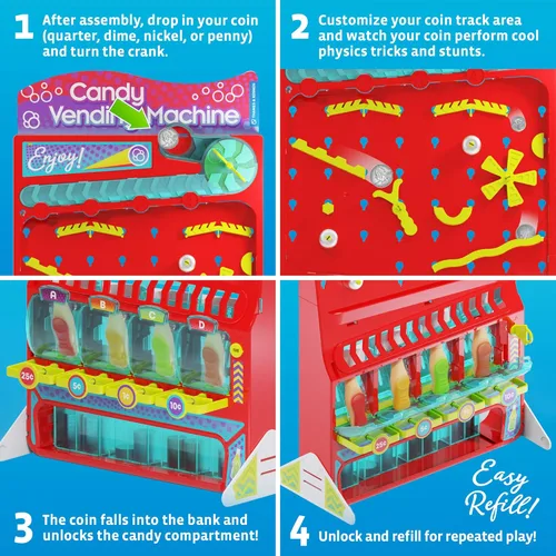 Vista 4 de Thames & Kosmos Kit STEM de máquina expendedora de dulces de 2 pies de altura Construye una máquina expendedora de dulces con 10 experimentos