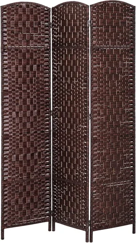 Vista 10 de HOMCOM – Separador de ambientes de 3 paneles plegables, pantalla divisora de privacidad de 6 pies (1.8 m) de alto, partición de pared de mimbre