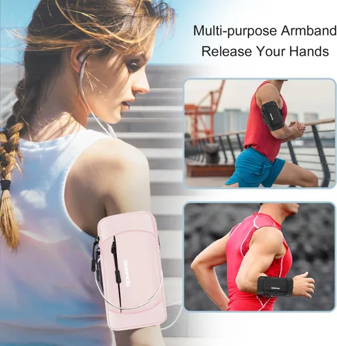 Vista 7 de Soporte de teléfono para correr, banda de brazo de gran capacidad para teléfono para correr y caminar, soporte ligero para teléfono celular