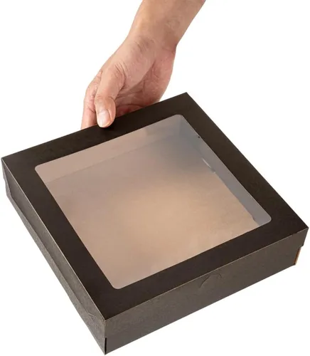 Vista 8 de Restaurantware Cater Tek Cajas para Productos Horneados de 9 x 9 x 2.4 Pulgadas 10 Cajas de Pastelería Antiadherentes - Tapas con Ventana Cierre